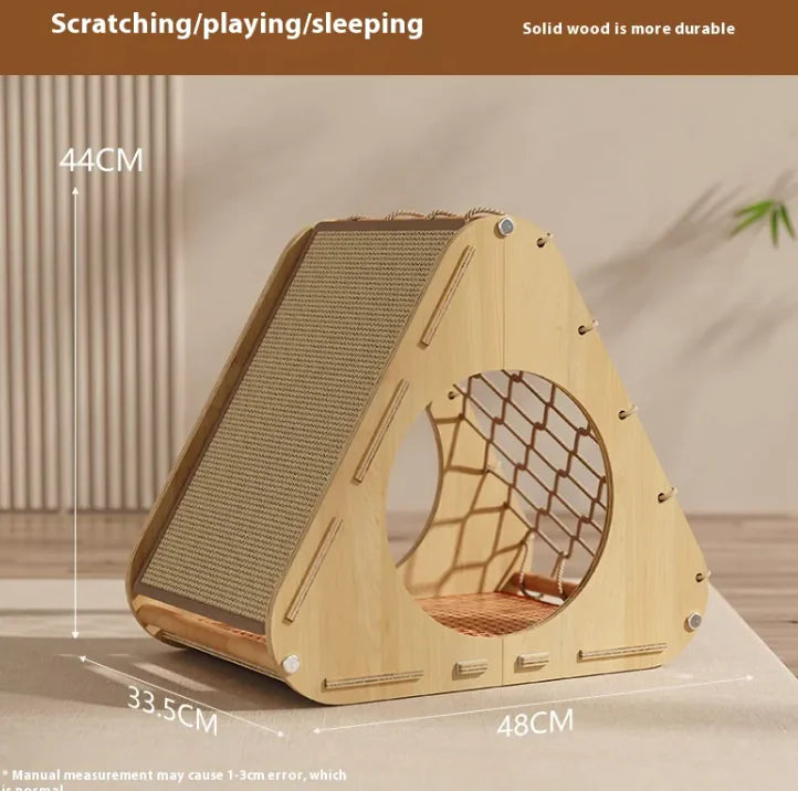 Solid Wood Cat Scratching Column & Climbing Frame