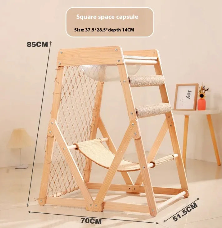 Solid Wood Cat Scratching Column & Climbing Frame