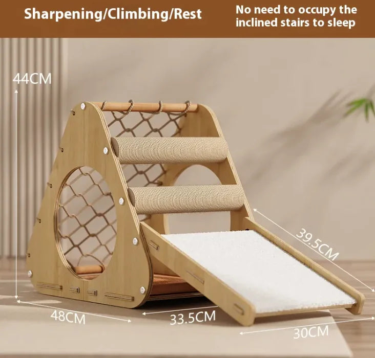 Solid Wood Cat Scratching Column & Climbing Frame