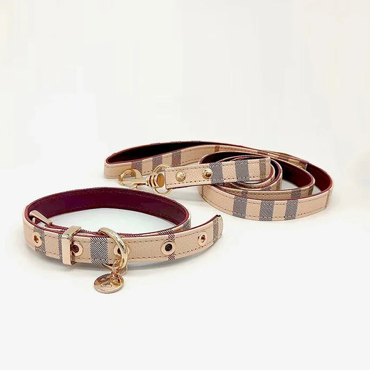 Leather Pet Collar and Leash Set